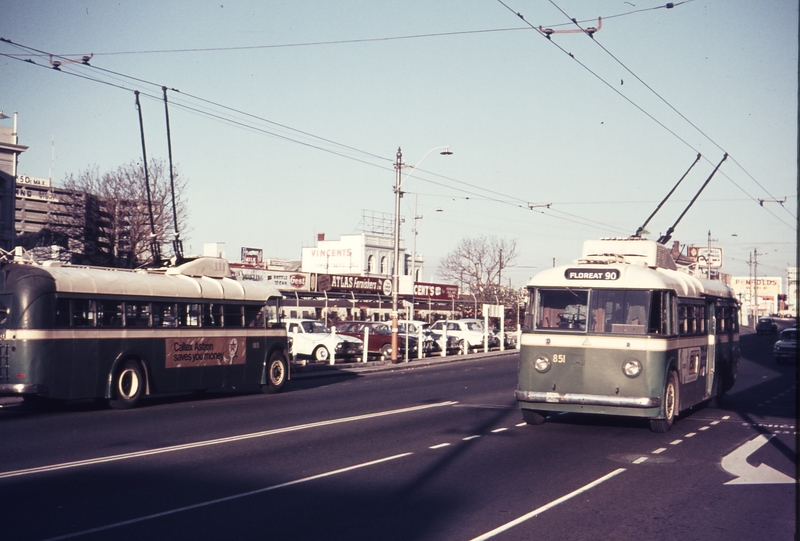 109618: Perth Station Wellington Street Eastbound Sunbeam Trolleybus 882 and Westbound Sunbeam Trolleybus 851