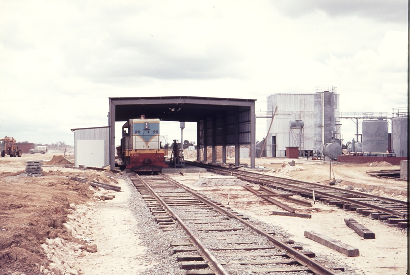 109767: Forrestfield Locomotive Depot Ballast Train J 105 First Locomotive in SG Fuelling Facility