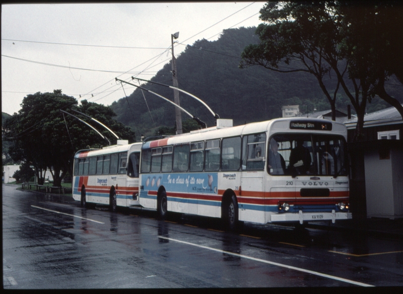 125180: Seatoun Terminus Trolley Bus 210 Route 11 to Wellington Railway Station Trolley Bus 263 behind it