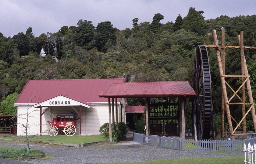 400885: Shantytown South Island NZ Water wheel and stamp mill
