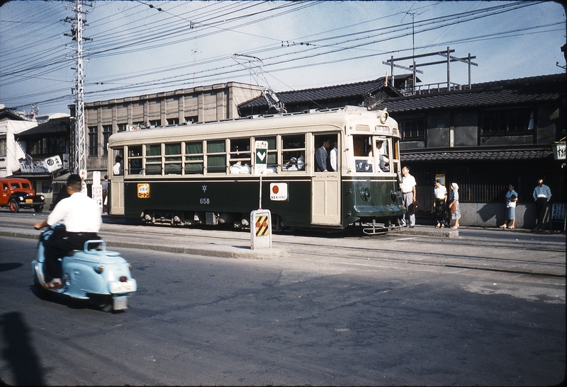 100185: Kyoto Street Scene Tram Photo W M Langford