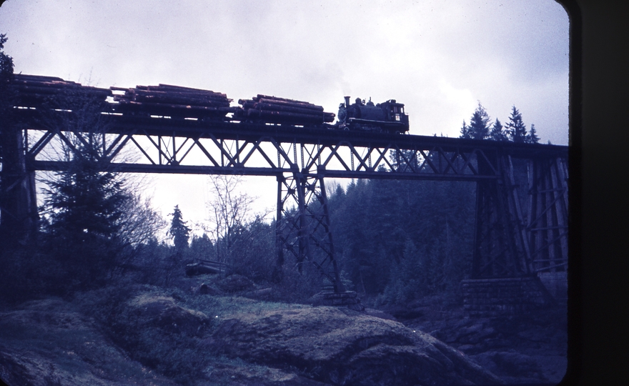 110185: Bridge near Cassidy BC Southbound Log Train MacMillan Bloedel 1055