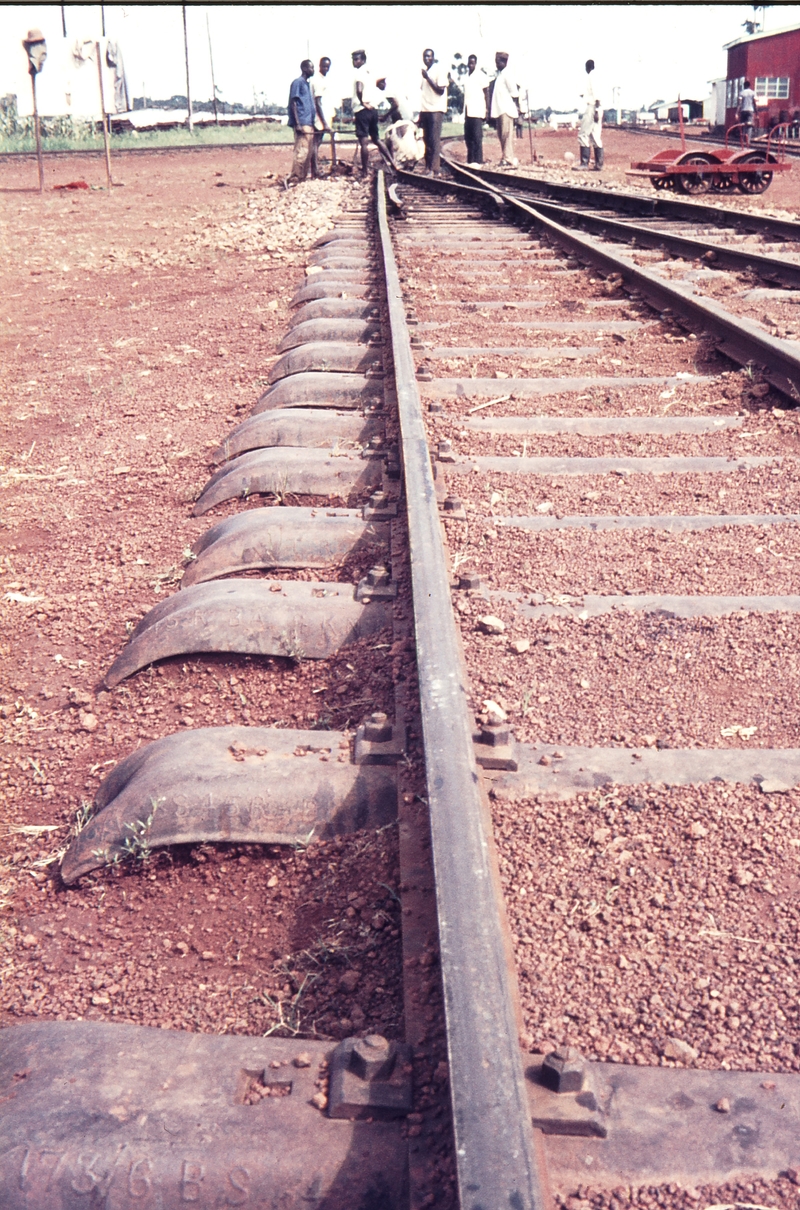 111509: Gulu Uganda Gauge convertible Steel Sleepers near Locomotive Depot