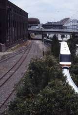 117973: Sydney TNT Monorail Train approaching Haymarket Station Also SRA Tracks at Darling Harbour