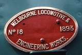 118048: North Williamstown ARHS Museum Melbourne Locomotive and Engineering Works Plate 18-1893 on E 236