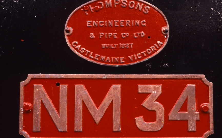 120658: Port Dock Station Museum Number and Makers Plate on ex CR NM 34
