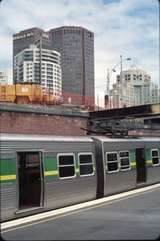 124285: Flinders Street Platform 13 Sandringham Train at platform 6 car Hitachi