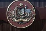 128030: Woolshed Flat Coat of Arms on Officers' Car ex CR NSS 34