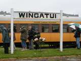 136001: Wingatui Station sign and Taieri Gorge Railway carriage