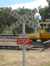 137097: Adelaide River Commonwealth Railways Level Crossing Sign