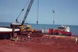 400107: Groote Eylandt NT BHP site Milner Bay unloading D9 from Barge 'Hawk'