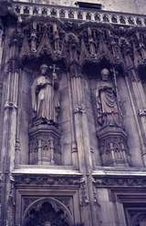 401336: Canterbury Kent England Statues of Archbishops on wall of Canterbury Cathedral