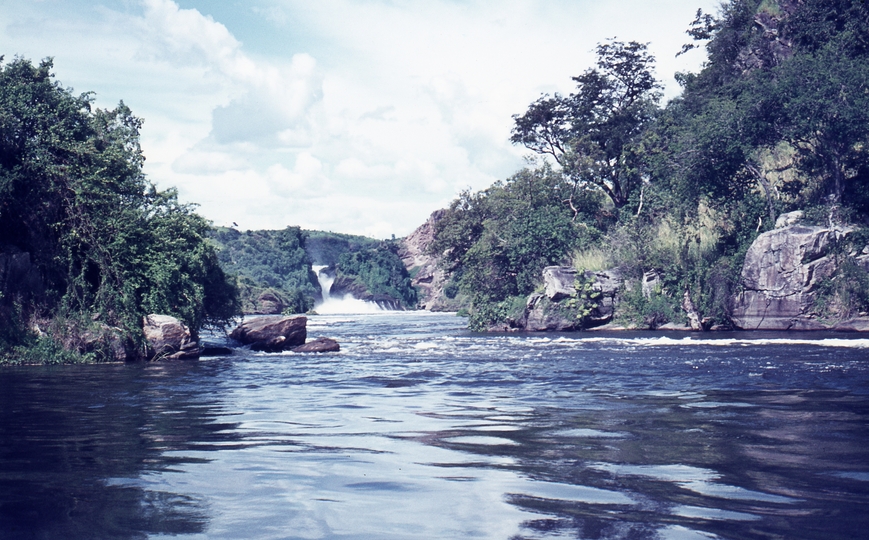 401482: Murchison Falls Uganda viewed from boat on Victoria Nile